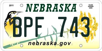 NE license plate BPF743