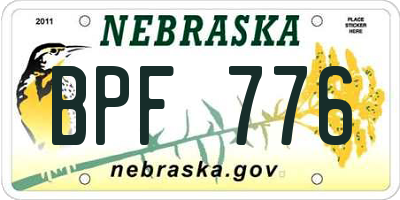 NE license plate BPF776