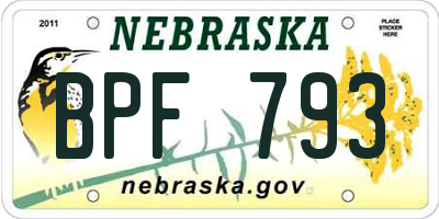 NE license plate BPF793