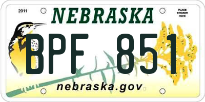 NE license plate BPF851