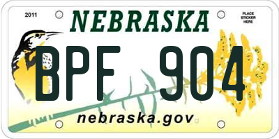 NE license plate BPF904