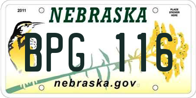 NE license plate BPG116