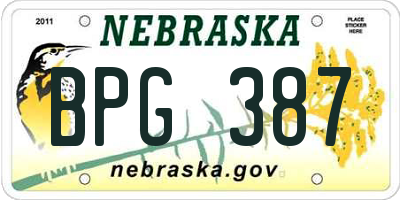 NE license plate BPG387
