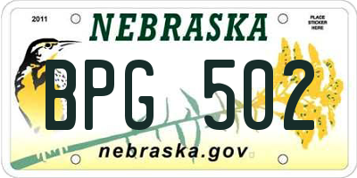 NE license plate BPG502