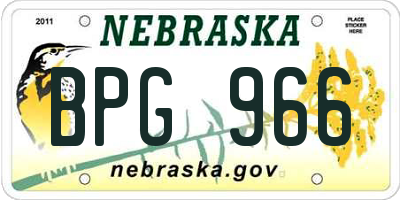 NE license plate BPG966