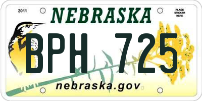 NE license plate BPH725
