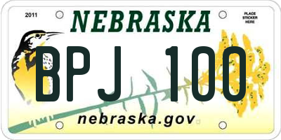 NE license plate BPJ100