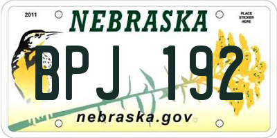 NE license plate BPJ192