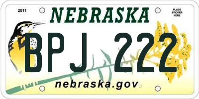 NE license plate BPJ222