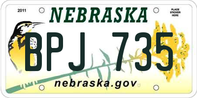 NE license plate BPJ735