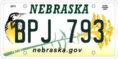 NE license plate BPJ793