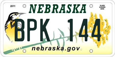 NE license plate BPK144