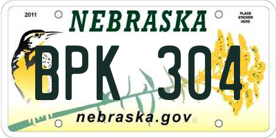NE license plate BPK304