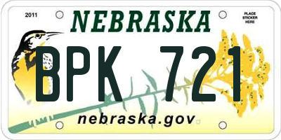 NE license plate BPK721