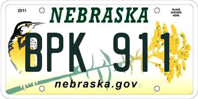 NE license plate BPK911