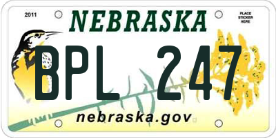 NE license plate BPL247