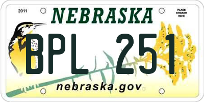 NE license plate BPL251