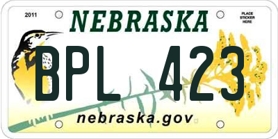 NE license plate BPL423