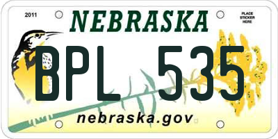 NE license plate BPL535