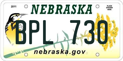 NE license plate BPL730