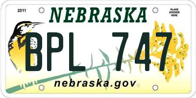 NE license plate BPL747