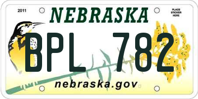 NE license plate BPL782
