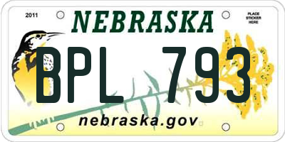 NE license plate BPL793