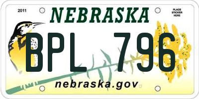 NE license plate BPL796