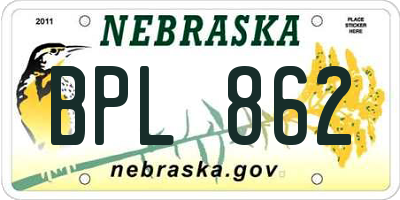 NE license plate BPL862