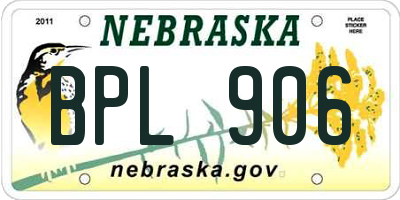 NE license plate BPL906