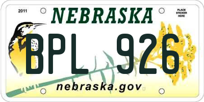 NE license plate BPL926