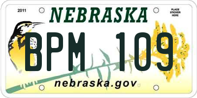 NE license plate BPM109