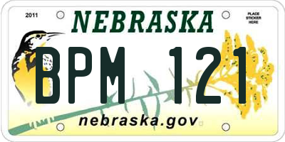NE license plate BPM121