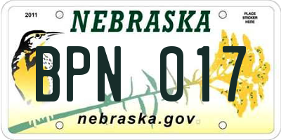 NE license plate BPN017