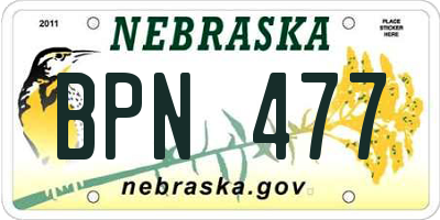 NE license plate BPN477