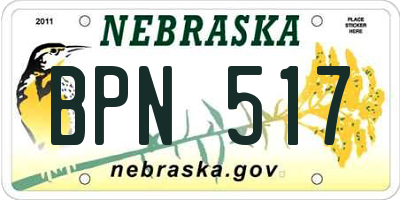 NE license plate BPN517