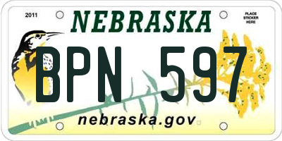 NE license plate BPN597