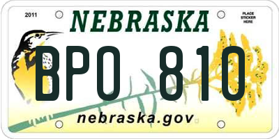 NE license plate BPO810