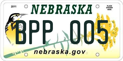 NE license plate BPP005