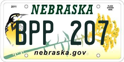 NE license plate BPP207