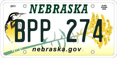 NE license plate BPP274