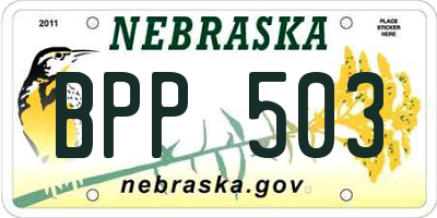 NE license plate BPP503