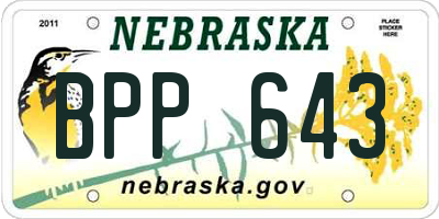 NE license plate BPP643