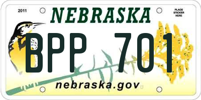 NE license plate BPP701
