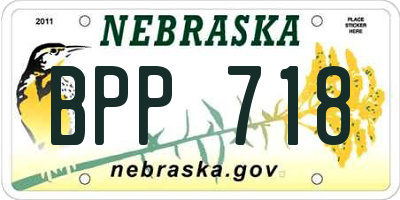NE license plate BPP718