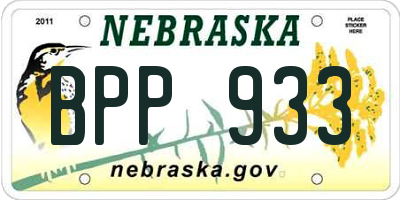 NE license plate BPP933