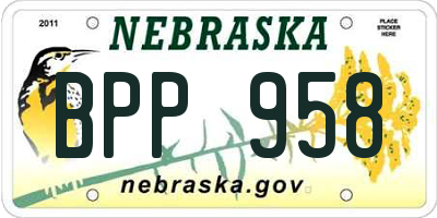 NE license plate BPP958