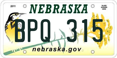 NE license plate BPQ315