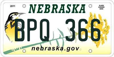 NE license plate BPQ366