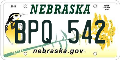 NE license plate BPQ542